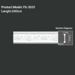 FS-3031 PU carved chair rail moulding for wall panel and interior decoration