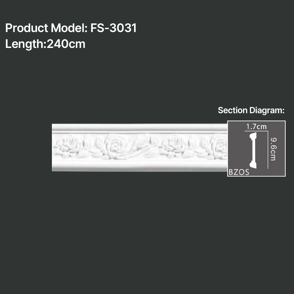 FS-3031 PU carved chair rail moulding for wall panel and interior decoration