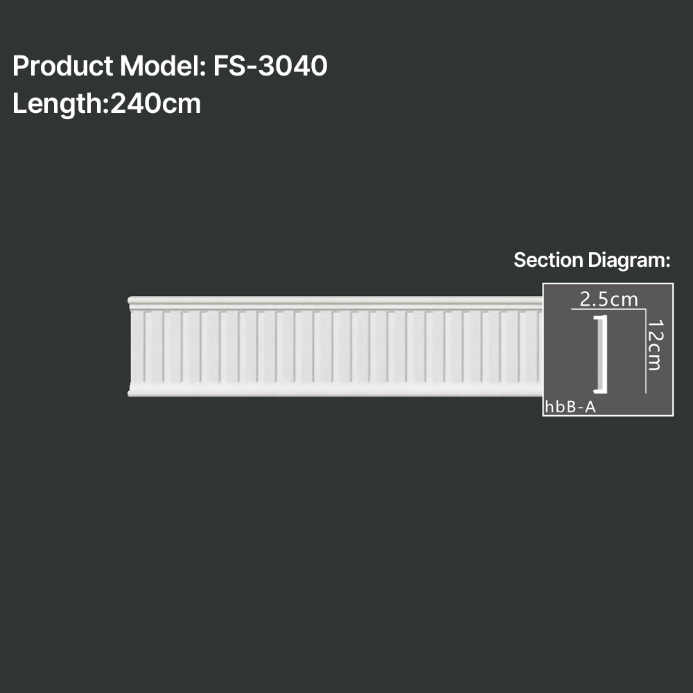 FS-4050 PU carved chair rail moulding for wall panel and interior decoration