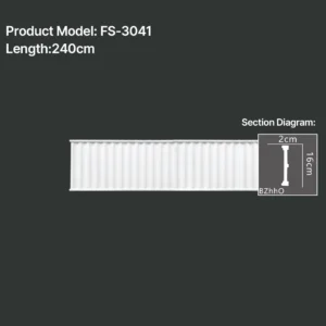 FS-3041 PU carved chair rail moulding for wall panel and interior decoration
