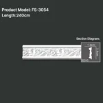 FS-3054 PU carved chair rail moulding for wall panel and interior decoration