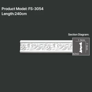 FS-3054 PU carved chair rail moulding for wall panel and interior decoration