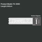 FS-3060 PU carved chair rail moulding for wall panel and interior decoration