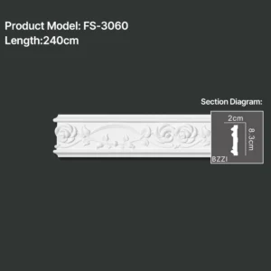 FS-3060 PU carved chair rail moulding for wall panel and interior decoration