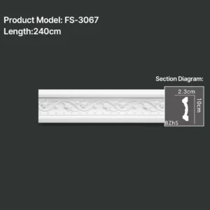 FS-3067 PU carved chair rail moulding for wall panel and interior decoration