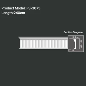 FS-3075 PU carved chair rail moulding for wall panel and interior decoration