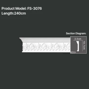 FS-3076 PU carved chair rail moulding for wall panel and interior decoration