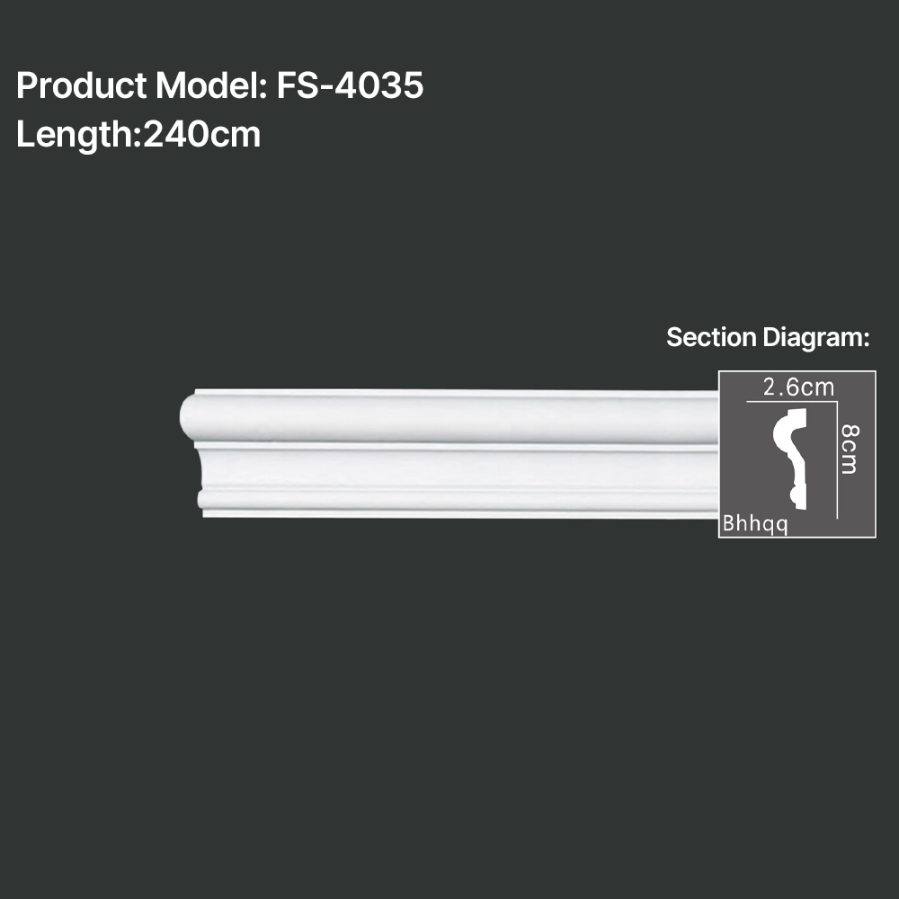 FS-4035 PU Plain Chair Rail Moulding