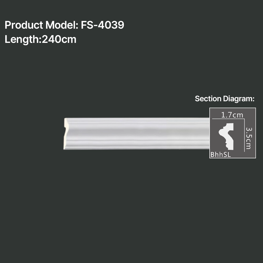 FS-4039 PU Plain Chair Rail Moulding