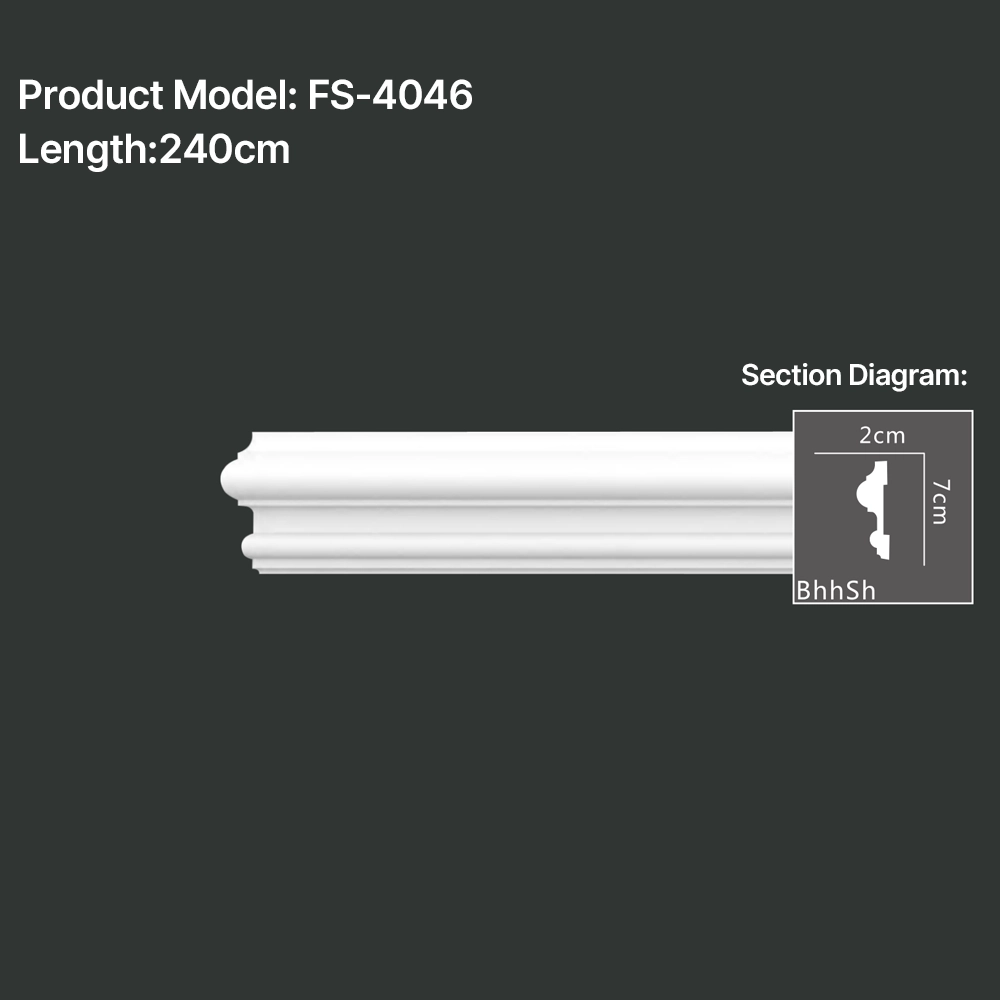 FS-4046 PU Plain Chair Rail Moulding