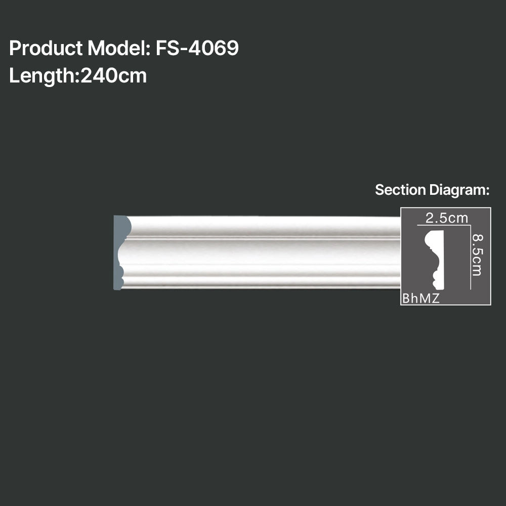 FS-4069 PU Plain Chair Rail Moulding