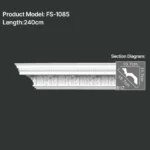 FS1085 PU carved cornice moulding for ceiling corner and interior decoration