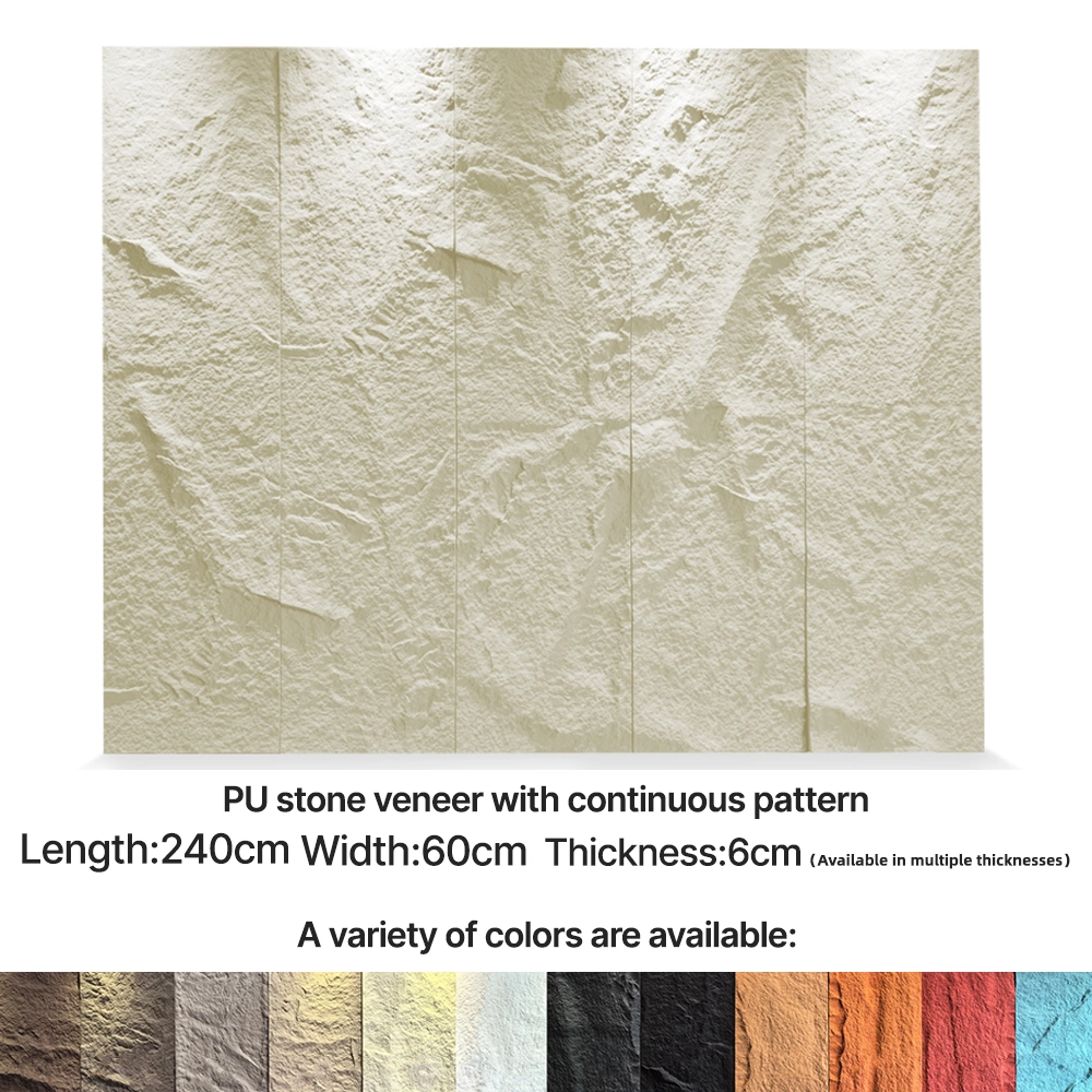 PU continuous pattern faux stone panel for interior and exterior wall decoration