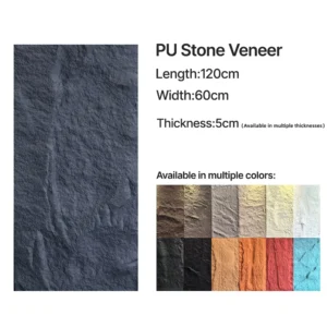PU faux stone panel for interior and exterior wall decoration