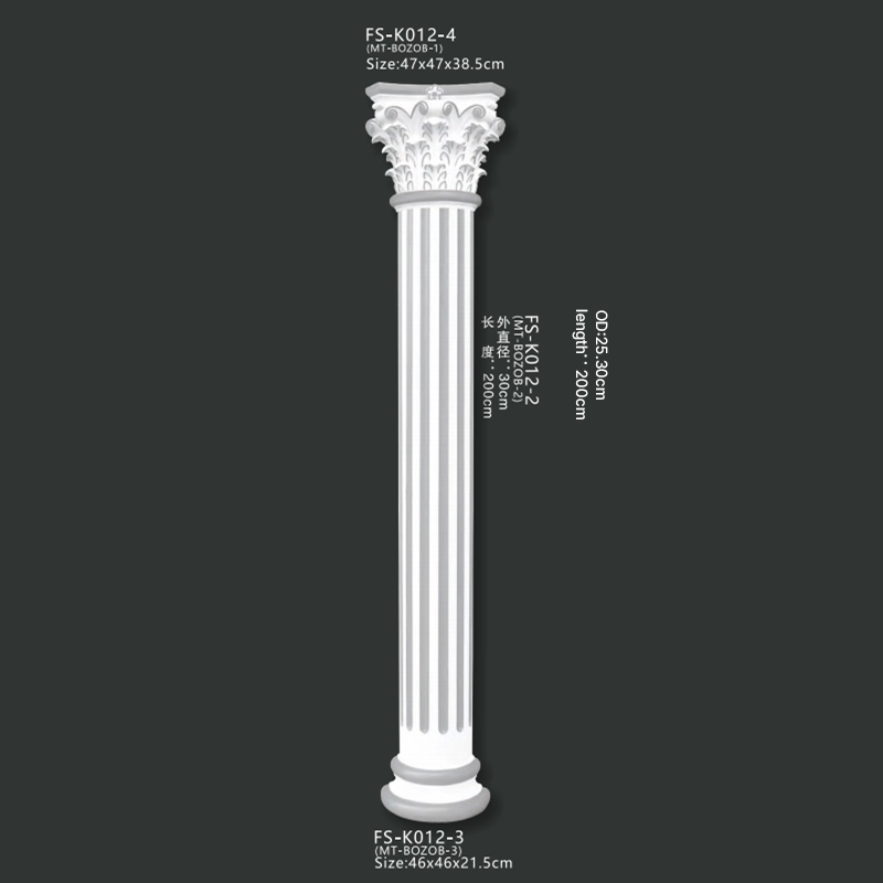 FS-K012-4 PU Roman column for interior architectural decoration