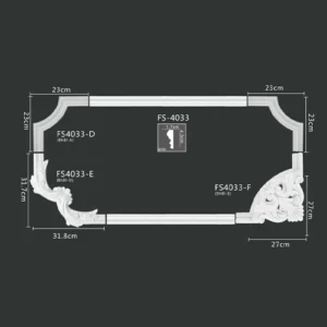 FS4033-E D F PU one-piece corner ornament for wall frame decoration