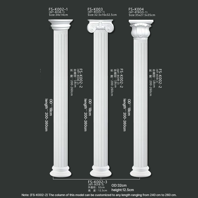 FSK002 3 4 PU Roman column for interior architectural decoration