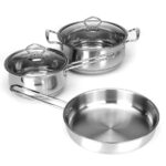 3Pcs Stainless Steel Cookware Set Soup Pot Pans Kitchenware Set Soup Pot for Kitchen Household - Cookware set - OEM Stainl...