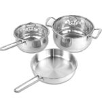 3Pcs Stainless Steel Cookware Set Soup Pot Pans Kitchenware Set Soup Pot for Kitchen Household - Cookware set - OEM Stainl...