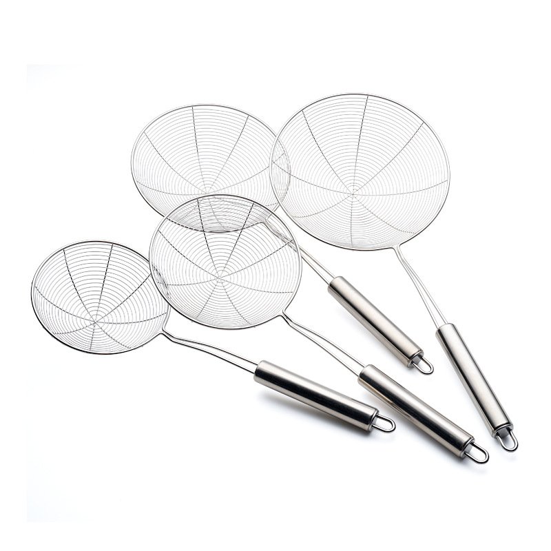 Stainless Steel Wooden Handle Kitchen Spaghetti Dumpling Noodle Metal Sieve Pot Food Skimmer Strainer Colander Noodle Bask...