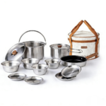 Hot Sale Portable Stainless Steel 7-Piece Cookware Set with Non-Stick Coating Oven Safe for Outdoor Camping & Travel -...