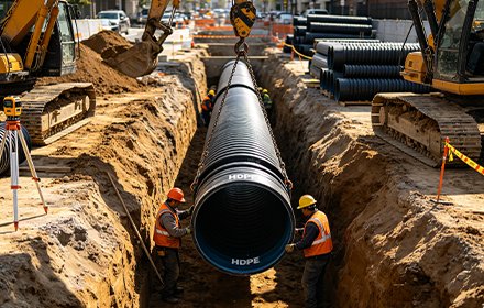 Large-Diameter HDPE Sewage Pipe Installation Project