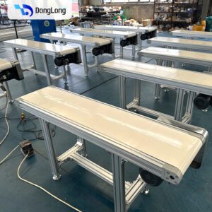 White PVC Belt Conveyor With Aluminum Profile Frame - Conveyor System