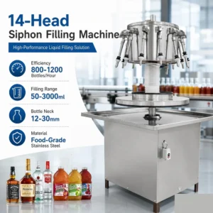 14-head siphon filling machine for wine liquor spirits and juice bottles