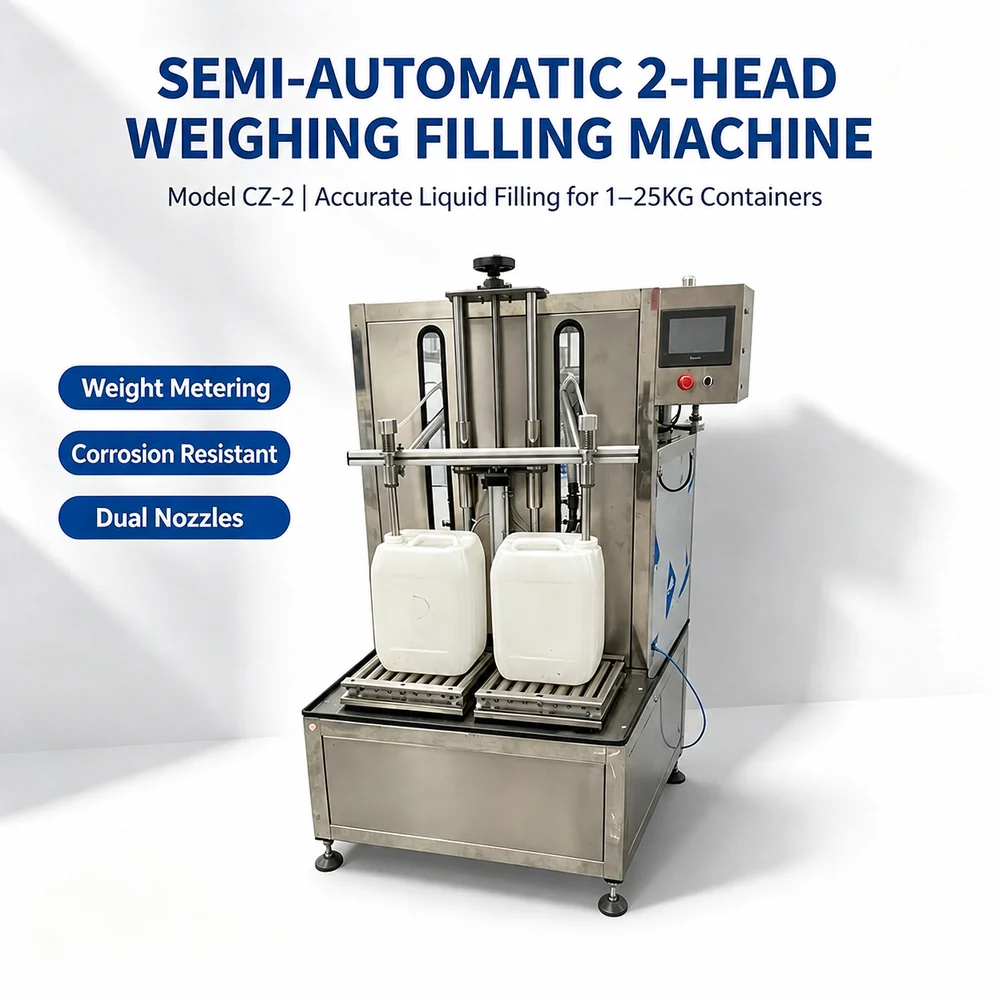 2-head corrosive liquid weigh filling machine for 1-25kg pails