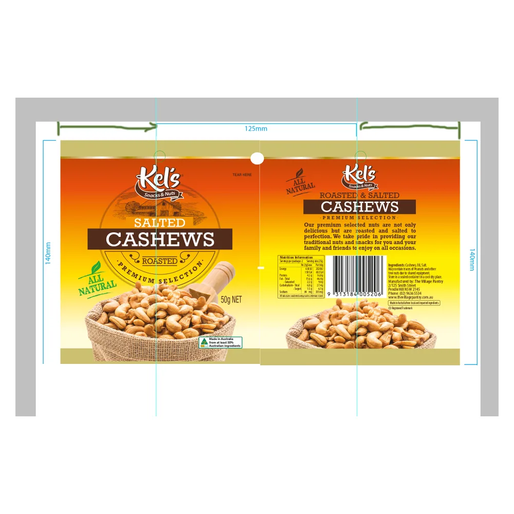 Peanut and cashew package samples for Australia customer project