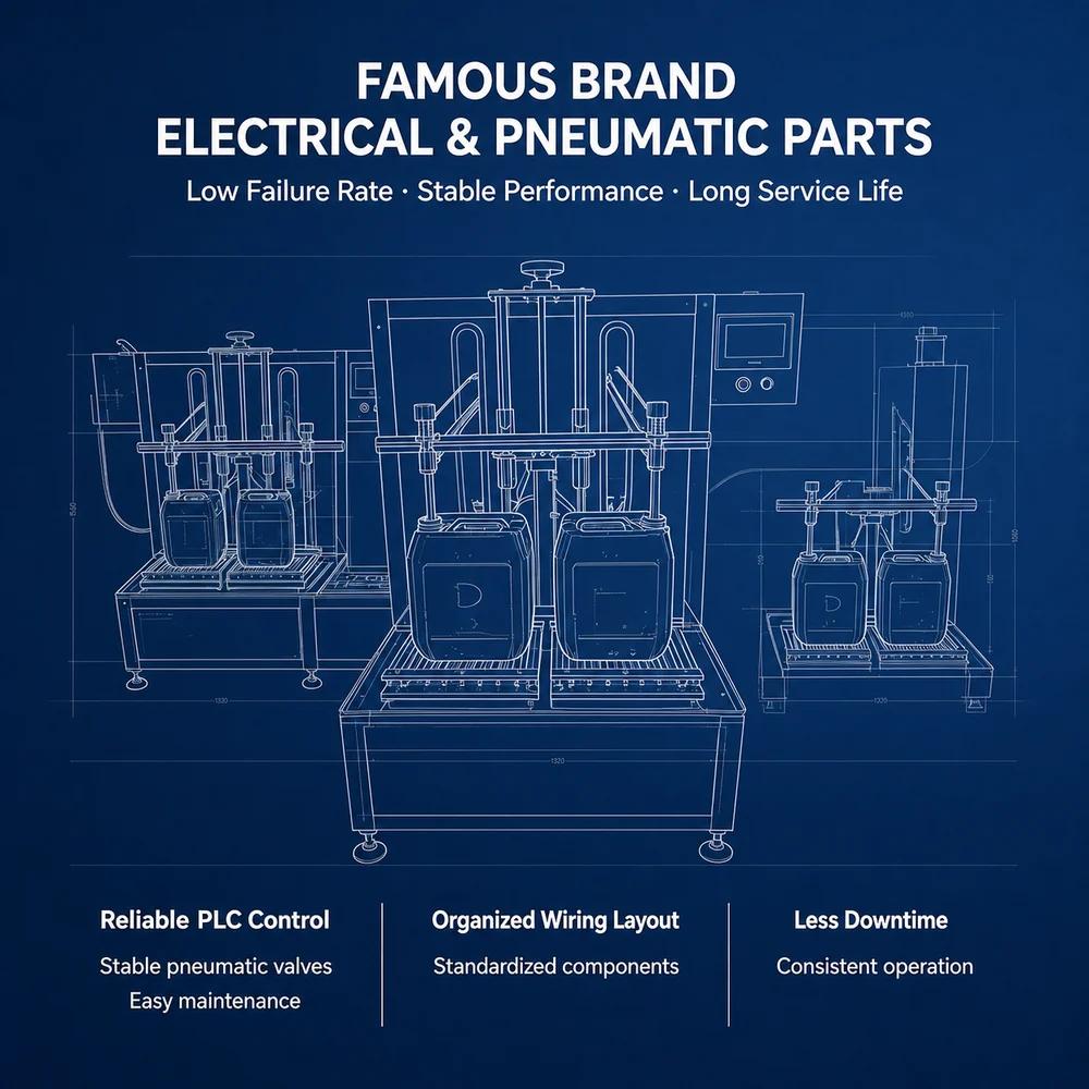 PLC electrical and pneumatic components of chemical liquid weigh filler