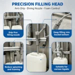 anti-drip diving nozzles for corrosive liquid filling machine