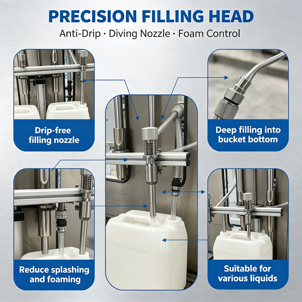 anti-drip diving nozzles for corrosive liquid filling machine