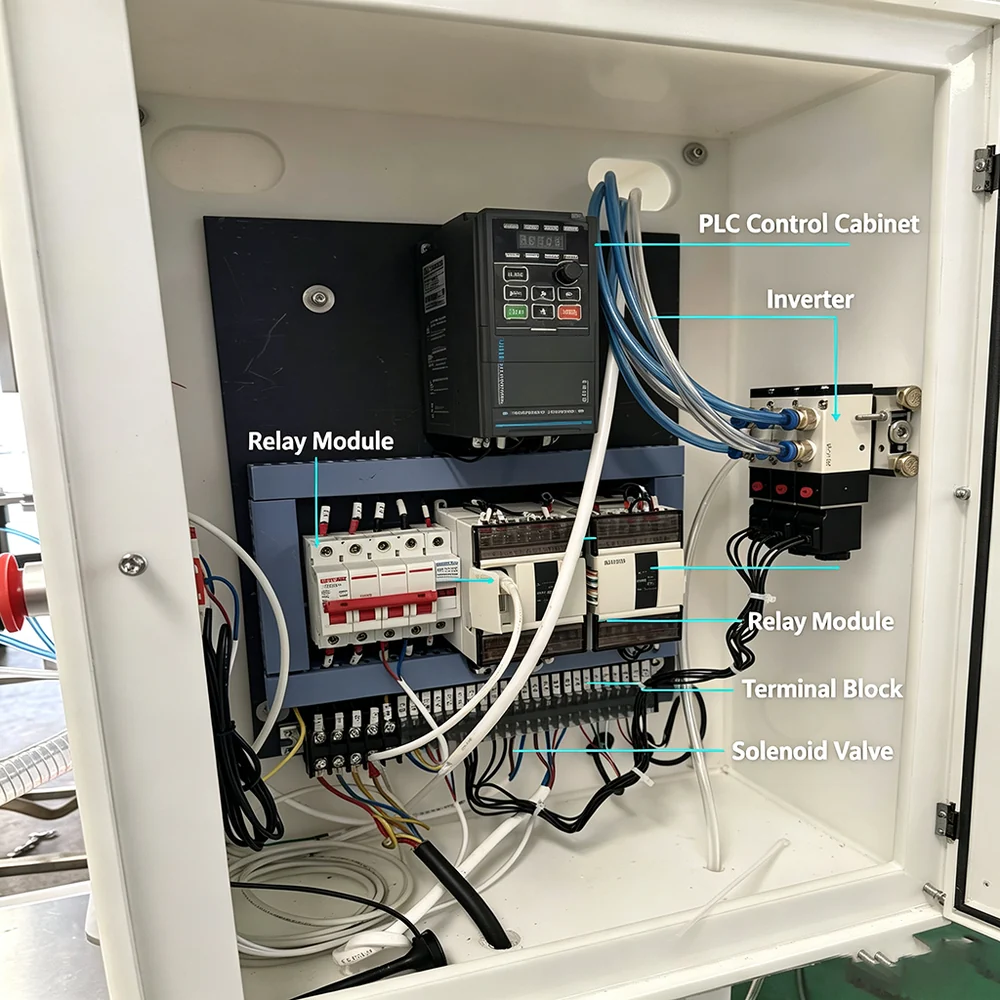 PLC control cabinet and pneumatic components of corrosive liquid filler