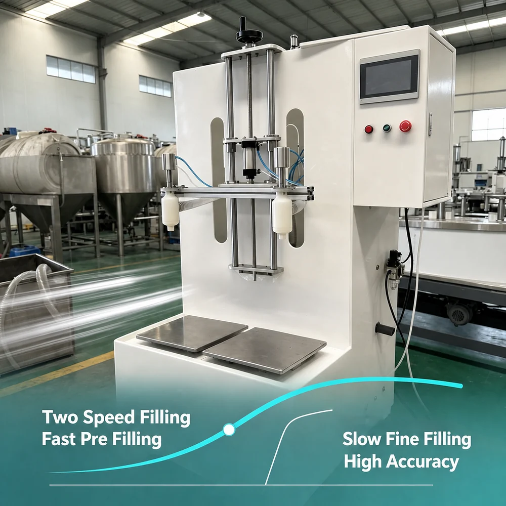 dual-speed weigh filling with fast pre-fill and slow fine-fill control