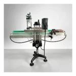 Bottle positioning and cap placing section for oil bottle capping
