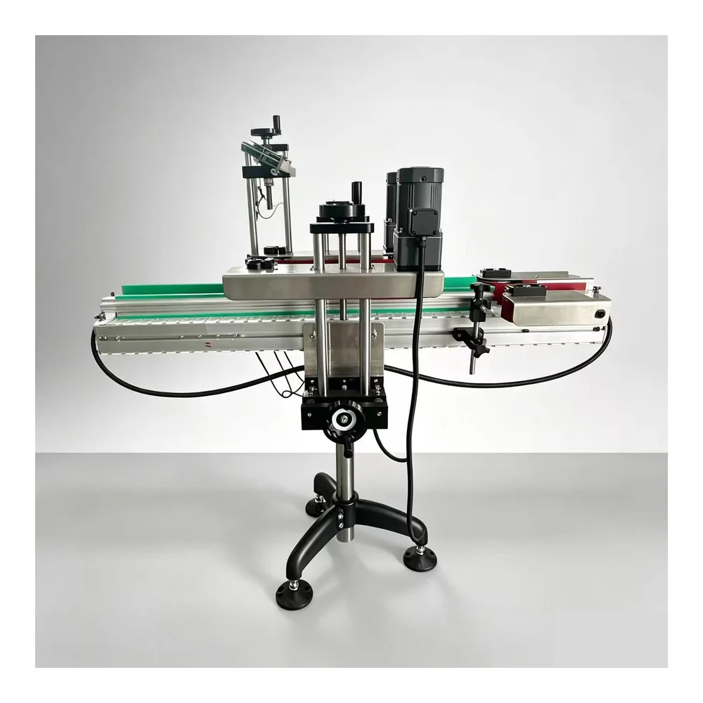 Bottle positioning and cap placing section for oil bottle capping