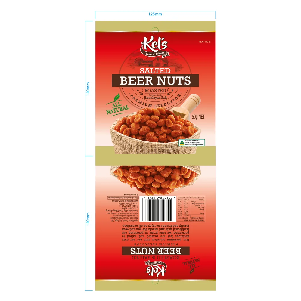 Salted beer nuts 50 g packaging film artwork