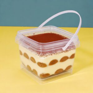 440ml take away plastic dessert cup with spoon and handle--CH9976