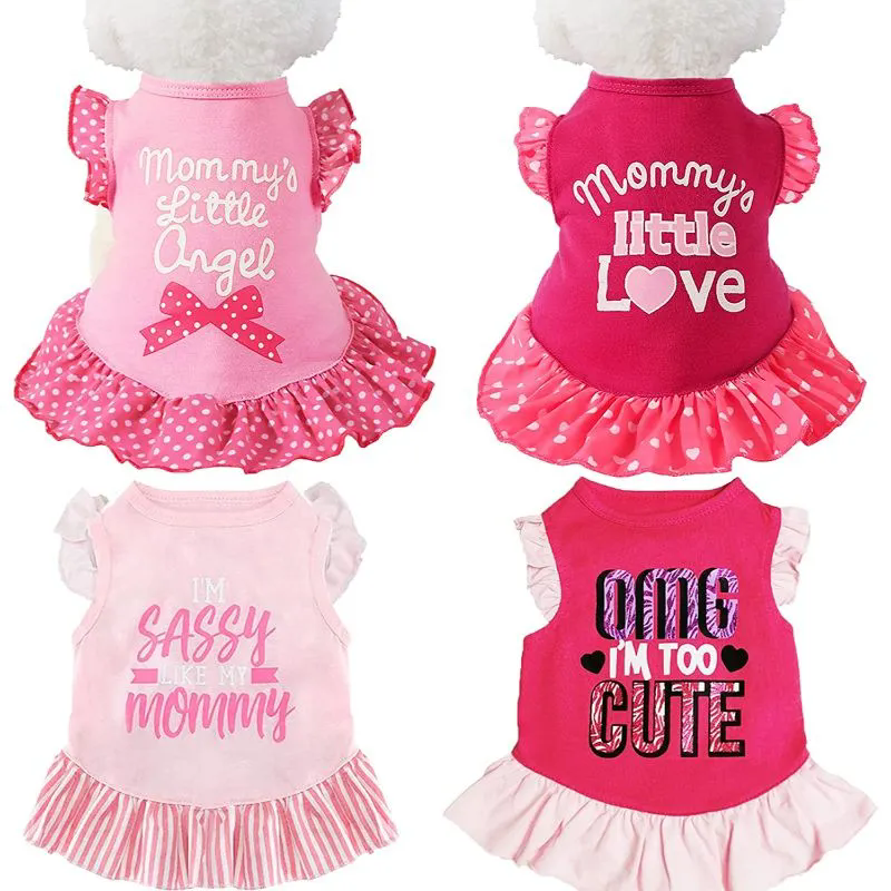4 Pieces Pet Dog Dress Dog Clothes Girl Puppy Shirt Yorkie Clothes Doggie Dress Dog Apparel For Small Dogs And Cats