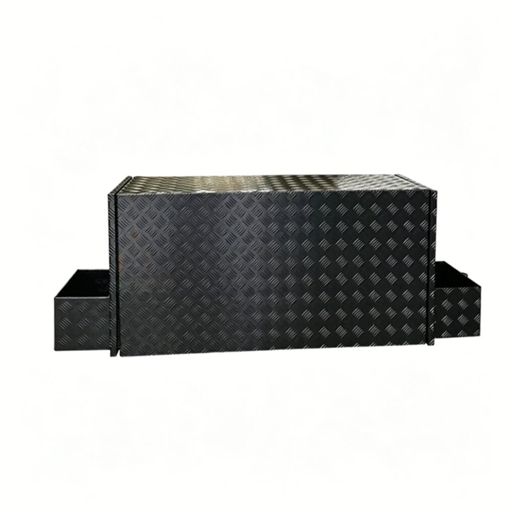 Weatherproof Aluminum Utility Box for trailers and vans with secure storage compartment design
