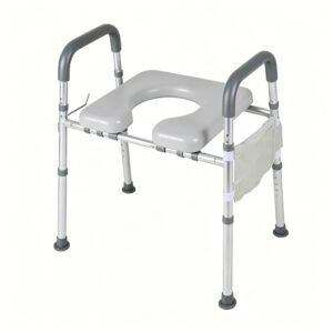 Heavy-duty welded Toilet Support Rail installed beside toilet for fall prevention support.
