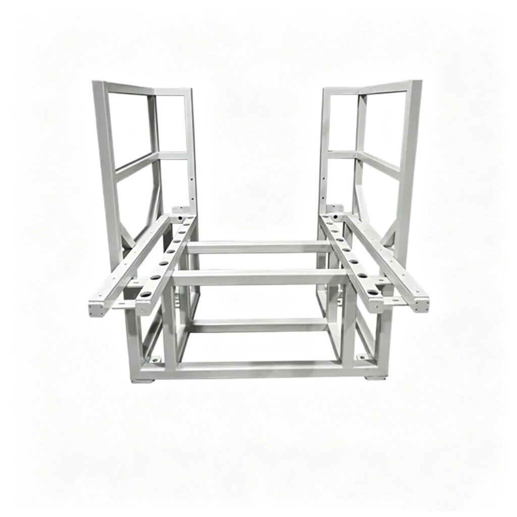 Custom welded aluminum-machine-frame, white coated aluminum alloy equipment frame for automation machine support structure