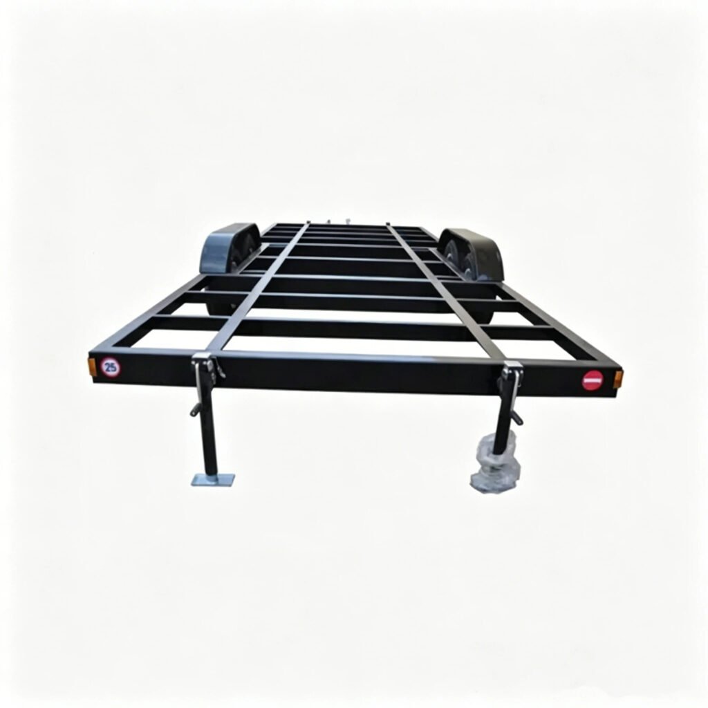 Chasis de remolque de aluminio construido con tubo rectangular de 2x4 pulgadas para aplicaciones de transporte de carga pesada