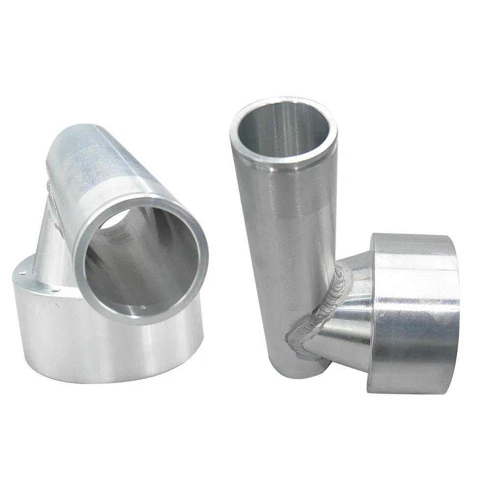 Tube Connector TIG Welded Alum Machined Sleeves Heavy Duty 4 Front-up view of two tube connectors paired together showing matching thread alignment