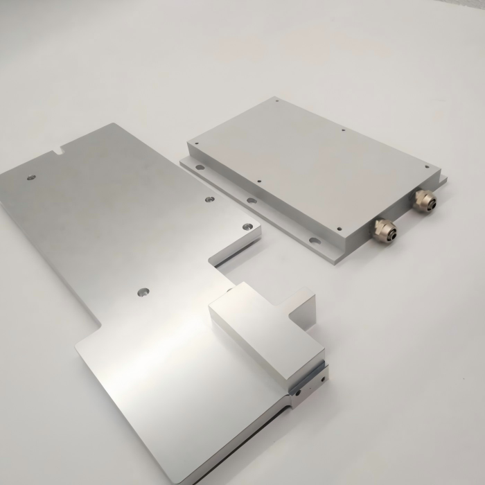 Placa de Resfriamento Elétrica usinada em CNC com placa fria aletada de alumínio para resfriamento líquido industrial