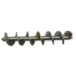 Auger shaft with hardened steel flights for abrasive materials