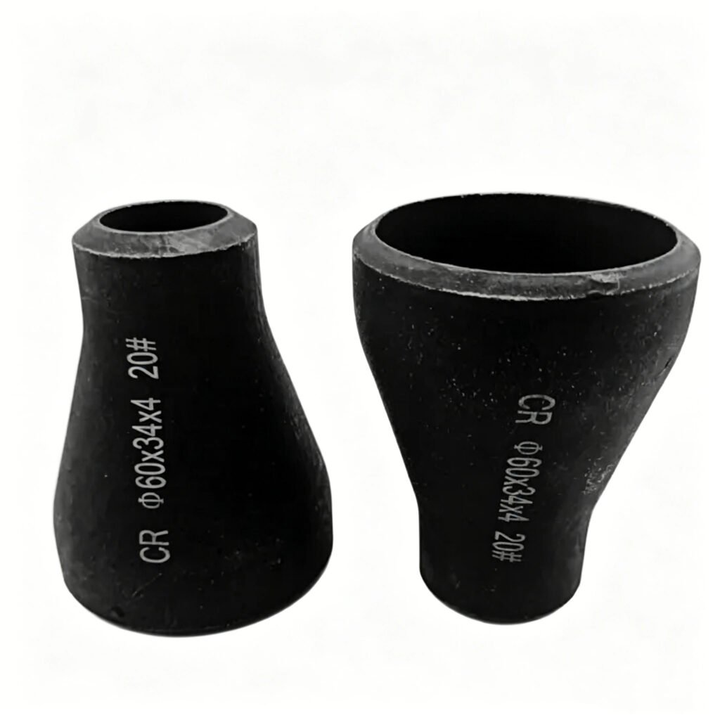 Eccentric reducer pipe for smooth pipe diameter transition in systems