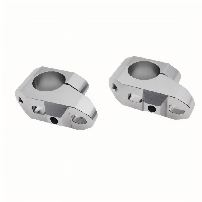 OEM custom Handlebar Clamp Motorcycle made from CNC 7075 aluminum with 6mm offset riser design