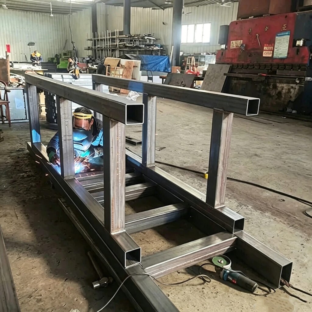 Réparation de rétrocaveuse sans fissure à pleine pénétration par soudage d'équipement lourd 1 atelier de soudage d'équipements lourds fabrication grand cadre de machine en acier